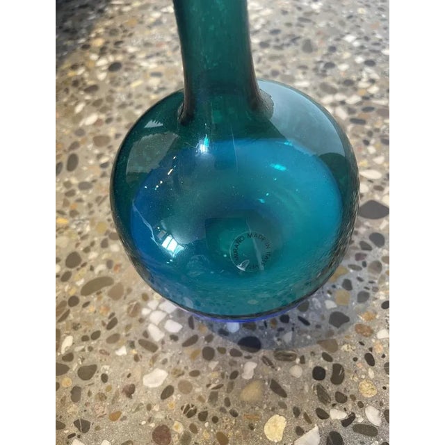 Murano Morandiana Blue and Green Vase Bottle by Gio Ponti for Venini For Sale - Image 5 of 8