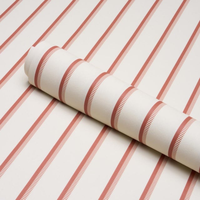 Schumacher Schumacher Tyla Stripe Wallcovering In Terracotta For Sale - Image 4 of 6