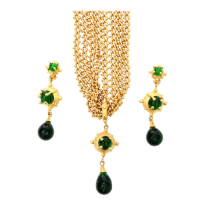 Andrew Springarn Sculptural Necklace and Clip on Earrings Set Signed - Set of 3