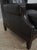 Frontgate Black Leather High Quality Club Wing Chair For Sale In Philadelphia - Image 6 of 18
