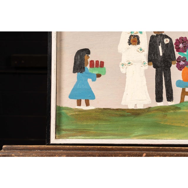 1960s "Wedding" | C. 1960s Clementine Hunter Oil on Board Painting, Signed For Sale - Image 5 of 6