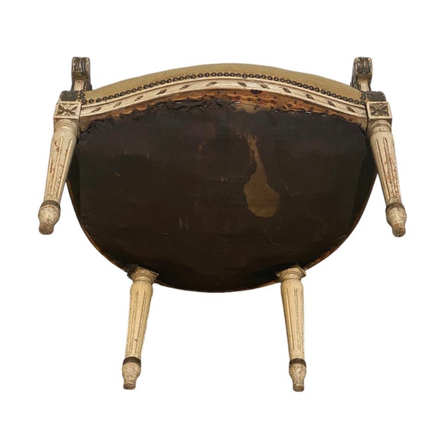 1930s Vintage French Provincial Fauteuil Chair With Floral Needlepoint Design For Sale - Image 11 of 12