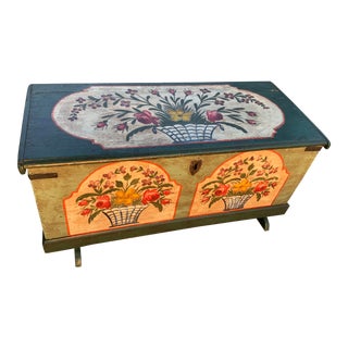 19th-C. Hand-Painted Trunk/ Blanket Chest For Sale