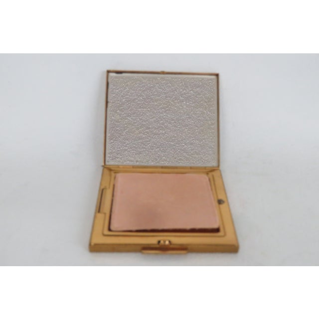 Mid-Century Modern Ritz Powder Compact With Mirror Gold Tone Small Cosmetic Case Made in Usa 4774b For Sale - Image 3 of 11