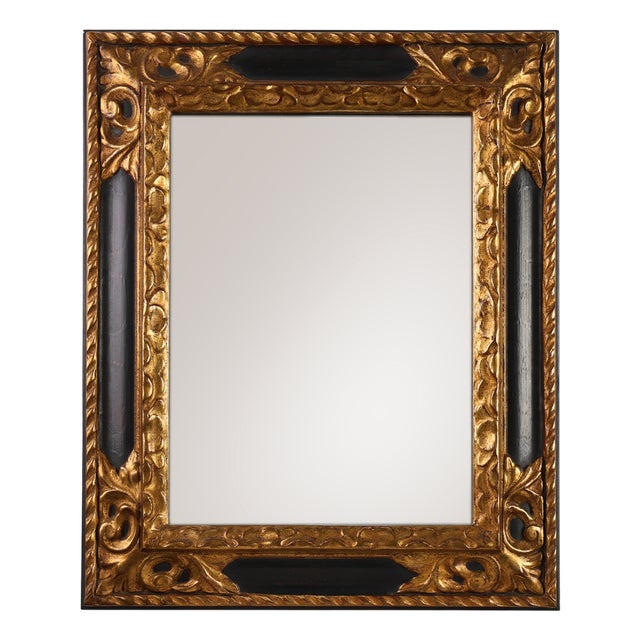 Carved Baroque Black and Giltwood Mirror, 1850s For Sale
