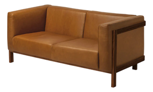 Two-Seater Sofa in Walnut and Leather by Julien Renault