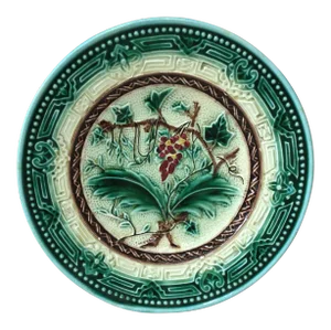 1890 Antique German Majolica Red Fruits Plate