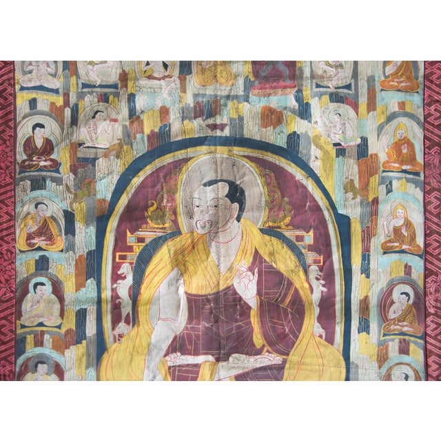 Late 19th Century Thangka with the Portrait of a Tibetan Monk For Sale In Chicago - Image 6 of 11