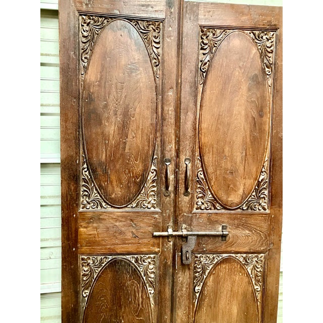 Mid-Century Modern Solid Wood Door Panels, Decorative Oval Raised Medallion For Sale - Image 3 of 12