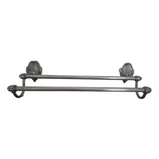 Antique Double Towel Rack in Silver-Plated Metal, 1960s For Sale