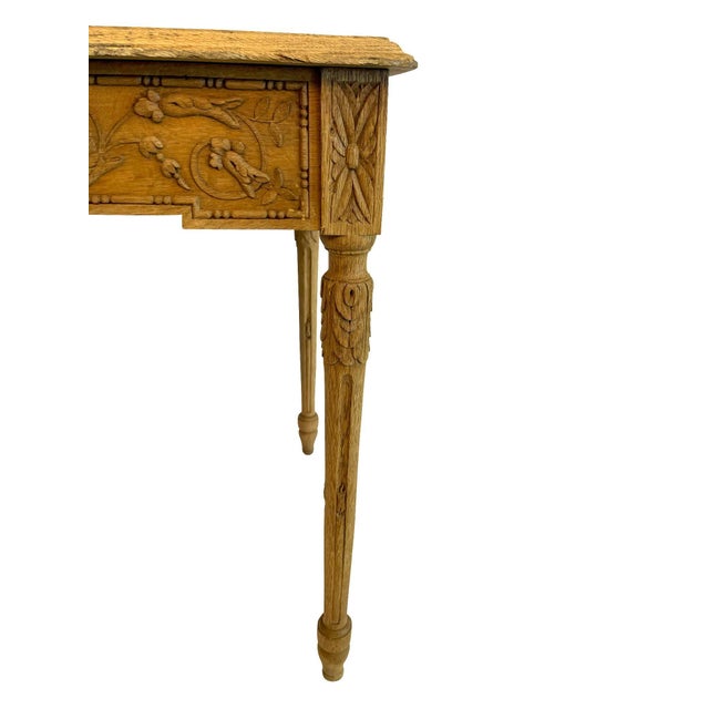 19th Century French Louis XVI Bleached Oak Side Table with Neoclassical Carved Designs For Sale - Image 16 of 18