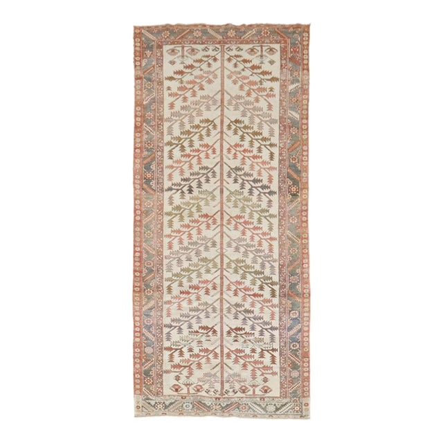 Early 20th Century Ivory Branch Pattern Persian Bakhtiari Accent Runner - 4'2" x 9'2" For Sale