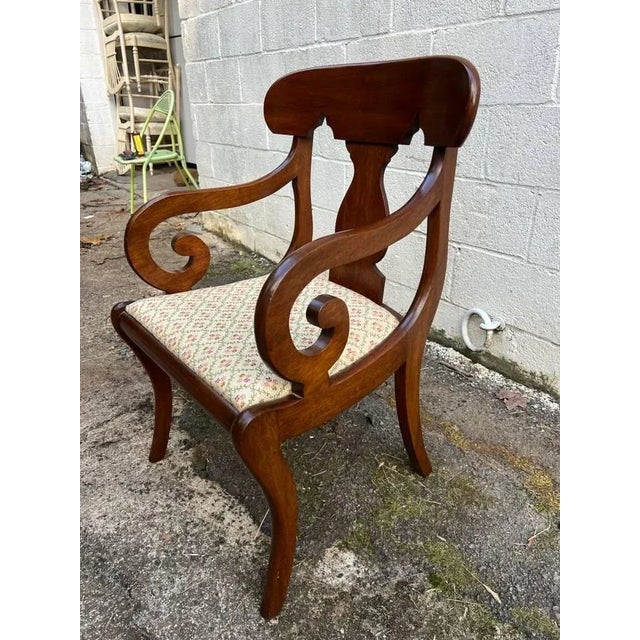 Henkel Harris Classical Regency Style Solid Mahogany Armchair. Solid wood frame, sturdy and strong Features shaped crest...