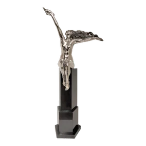 Early 20th Century Original Art Deco Nickeled Bronze Sculpture of a Nude with Dove by Gennarelli