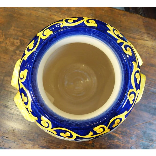 Ceramic Contemporary Antique Italian Reproduction Deruta Hand Painted Majolica Orci Vase For Sale - Image 7 of 9