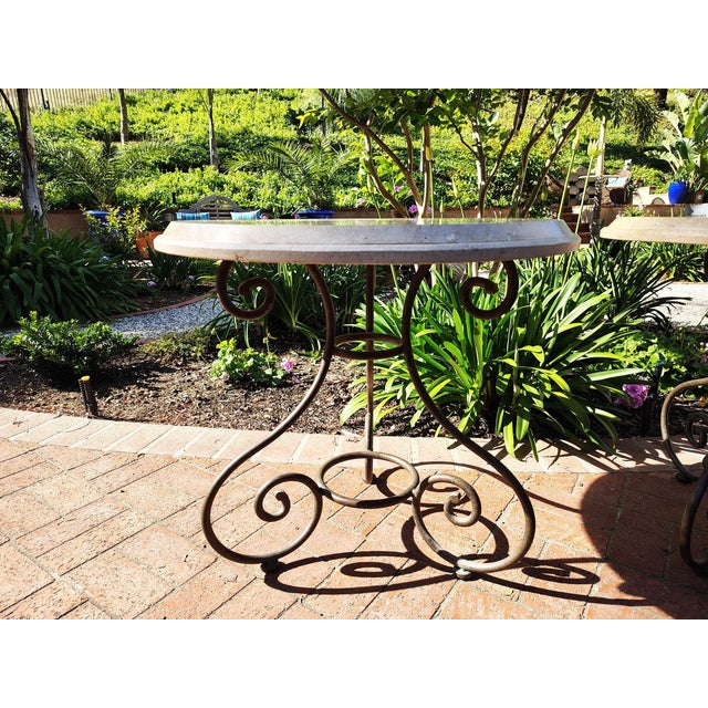 A Pair of Travertine Stone Top Iron Side Tables For Sale In Los Angeles - Image 6 of 18