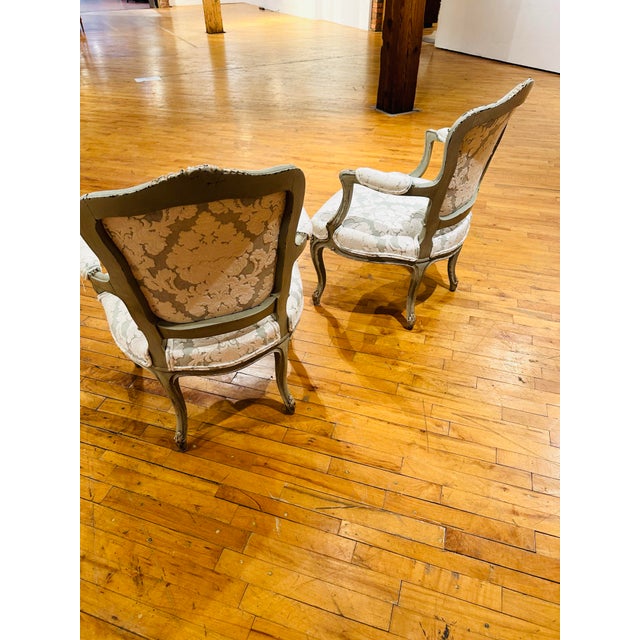 French French Painted Chairs, Reupholstered, a Pair For Sale - Image 3 of 11