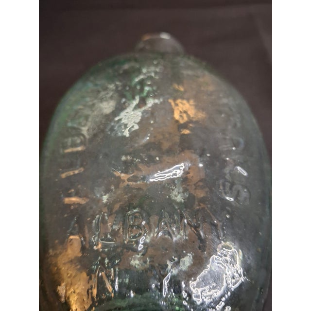 Antique Albany Glass Works Historical Flask Gi-28 Steamboat Sailboat Aqua Glass 1840s For Sale - Image 12 of 17