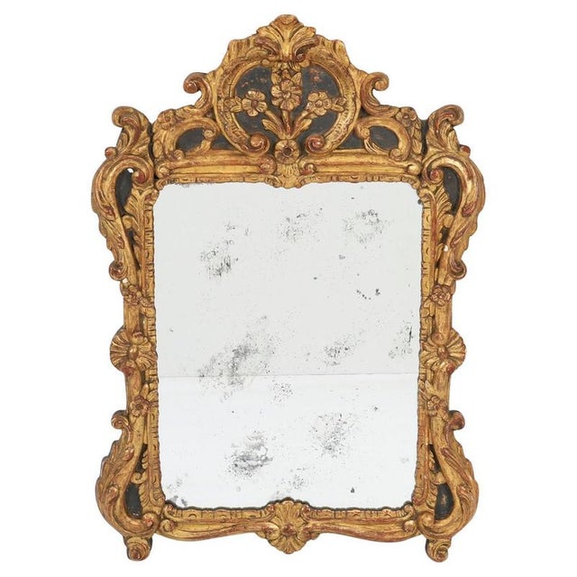 Gold Antique French Giltwood Overmantel Rococo Mirror, 1700s For Sale - Image 8 of 8