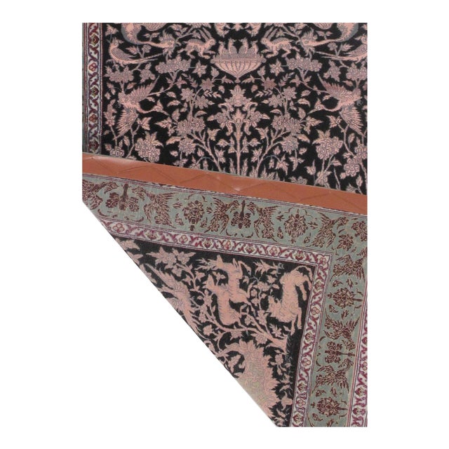 Traditional Pasargad DC Black Handmade Silk & Wool Rug For Sale - Image 3 of 3