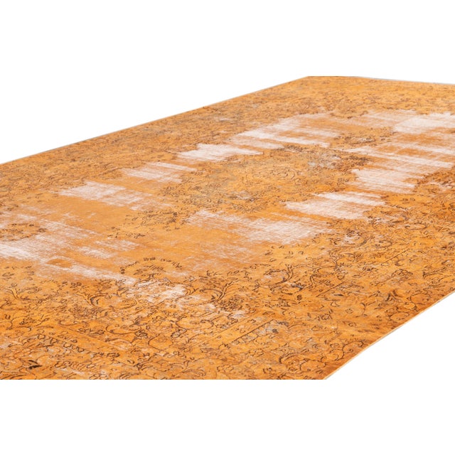 Orange Vintage Persian Handmade Medallion Wool Rug For Sale In New York - Image 6 of 7