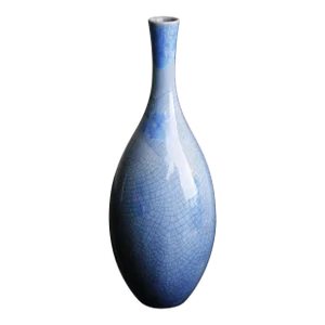 Late 20th Century Crystalline Pottery Bud Vase in Blue