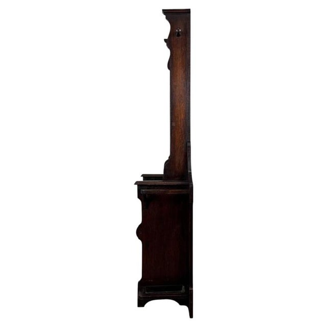 Brown Antique Early 20th Century English Oak Entrance Hall Stand For Sale - Image 8 of 11