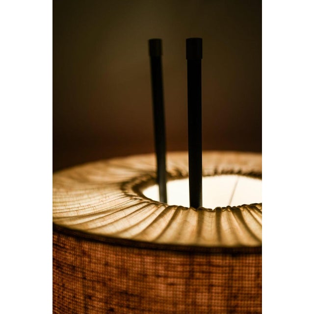 Early Floor Lamp in Black Lacquered Metal and Brass attributed to Gerald Thurston, 1950s For Sale - Image 6 of 8