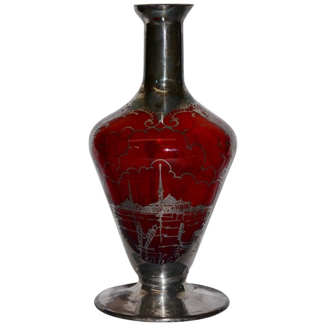 Early 20th Century Ruby With Silver Overlay Vase For Sale - Image 13 of 13