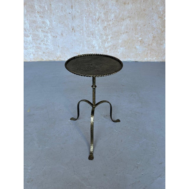 Spanish Iron Drinks Table on an Elevated Hammered Tripod Base For Sale In New York - Image 6 of 12