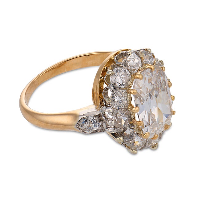 1910s Belle Époque French Gia 1.52 Carat Old Mine Cut Diamond 18k Gold Silver Ring, Size 3.5 For Sale - Image 4 of 8