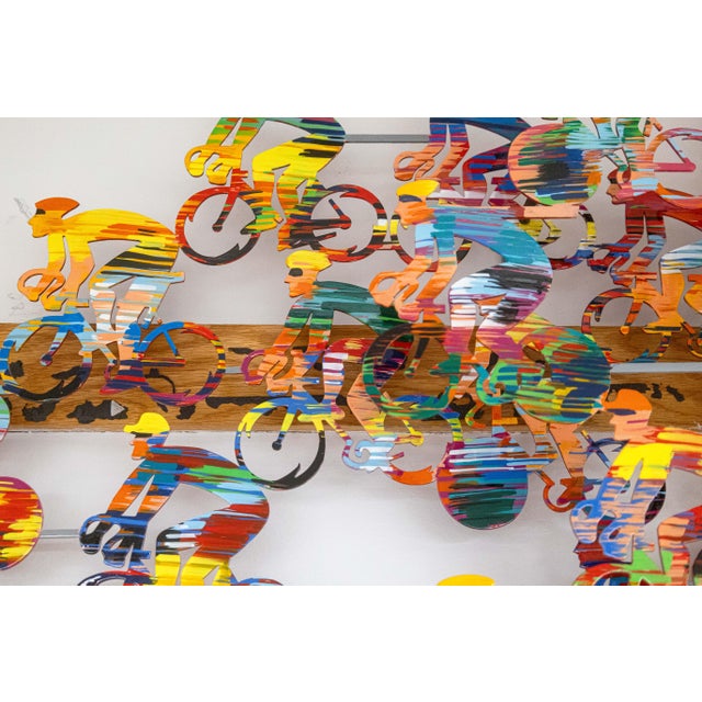 David Gerstein Cyclists Signed Metal Wall Sculpture Contemporary Pop Art 56/295 For Sale - Image 4 of 9