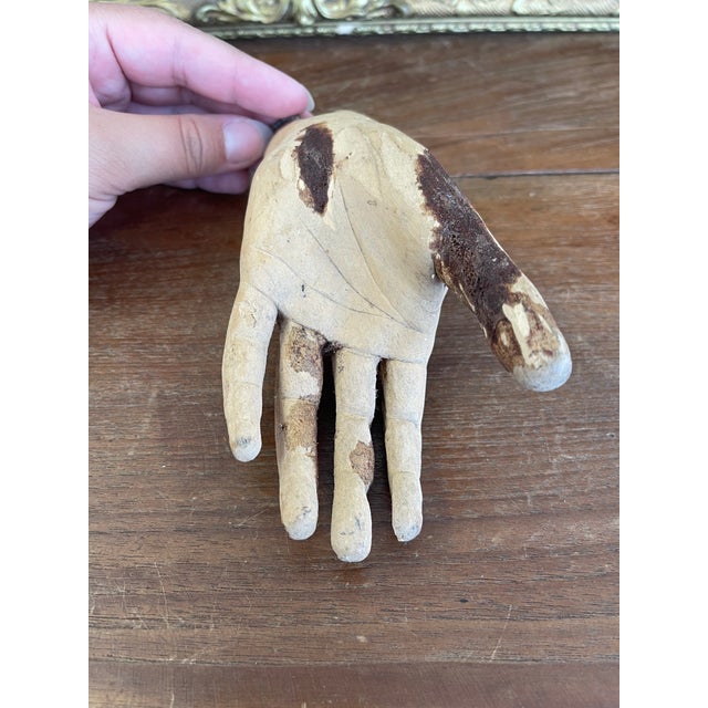 Antique Carved Wooden Articulated Hand Fragment With Original Hook, Likely Religious or Folk Art, 19th Century. For Sale - Image 9 of 10