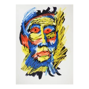 Late 20th Century Abstract Fauvist Portrait Painting