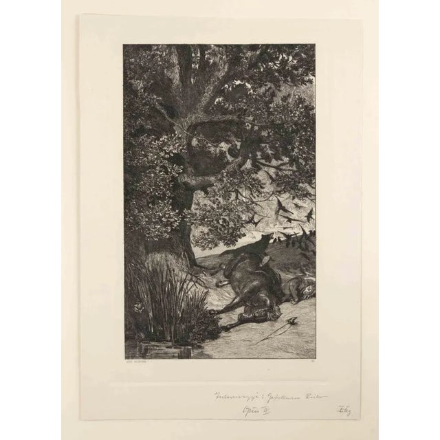 Modern Max Klinger, Fallen Rider, Etching, 1881 For Sale - Image 3 of 3