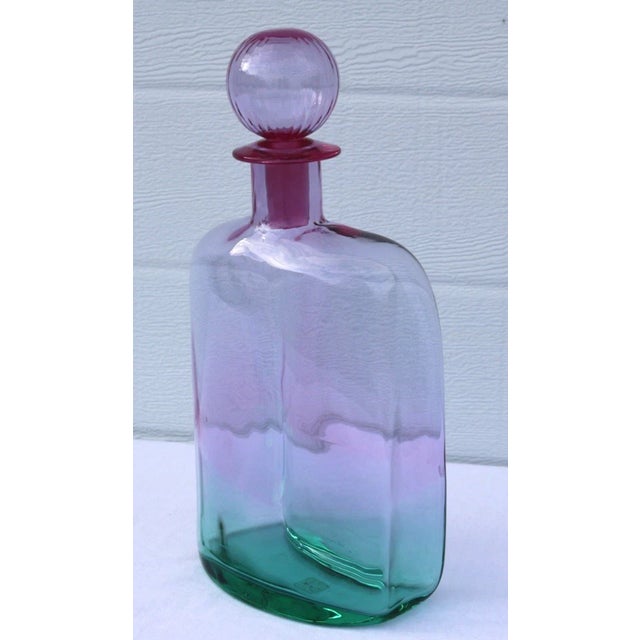 Delicious barware set consisting of a decanter and 4 glasses by Carlo Moretti. The green and pink colors are stunning...