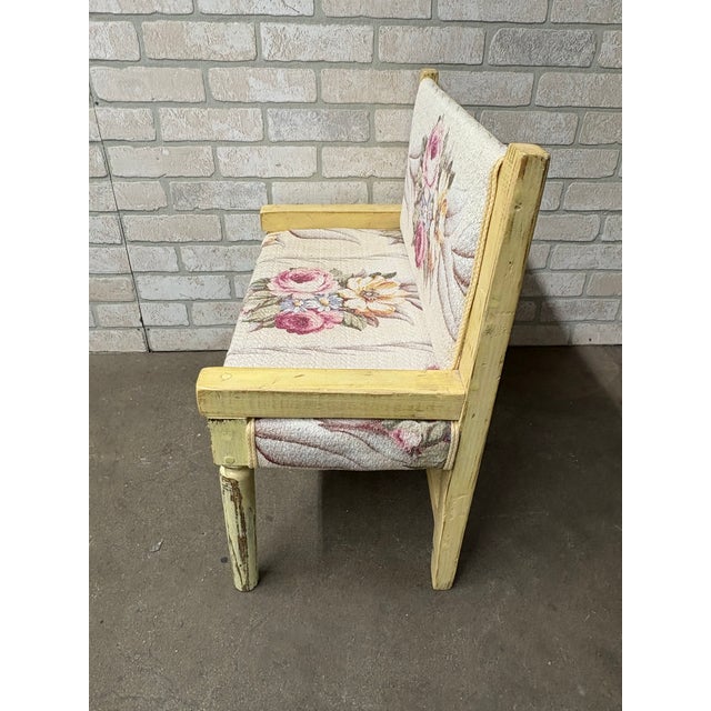 2000 - 2009 Vintage Child’s Bench Upholstered in 40’s Vintage Fabric For Sale - Image 5 of 5