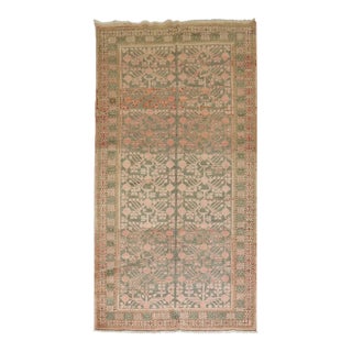 Vintage East Turkestan Gray Salmon Pomegranate Rug - 6'6" x 12'9" For Sale