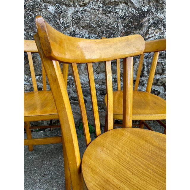 Beechwood Bistro Chairs from Luterma, France, 1950, Set of 6 For Sale - Image 9 of 14