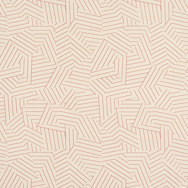 Schumacher x Miles Redd Deconstructed Stripe Sisal Wallpaper In Red For Sale