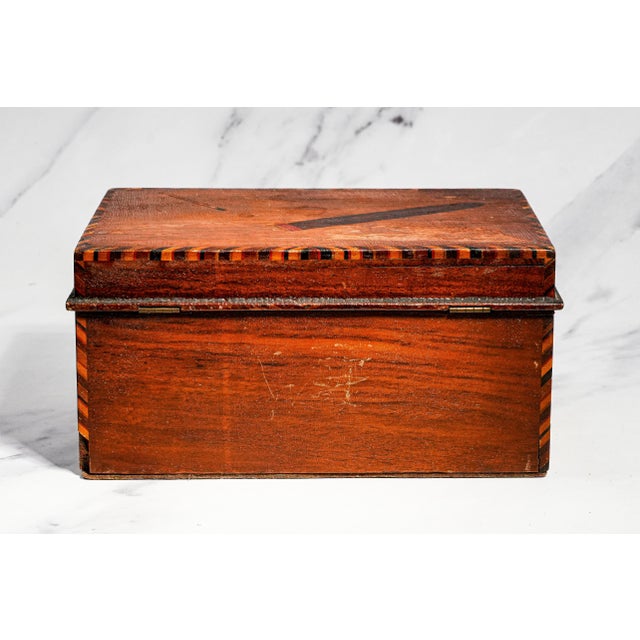 1910s Hand Painted Cigar & Match Cork Lined Wooden Folk Art Humidor Cigar Box Tobacciana Home Decor For Sale - Image 11 of 15