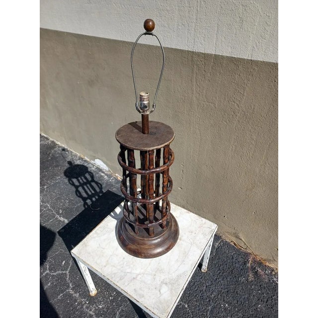 Vintage Mid-Century Bamboo Table Lamp For Sale - Image 4 of 4