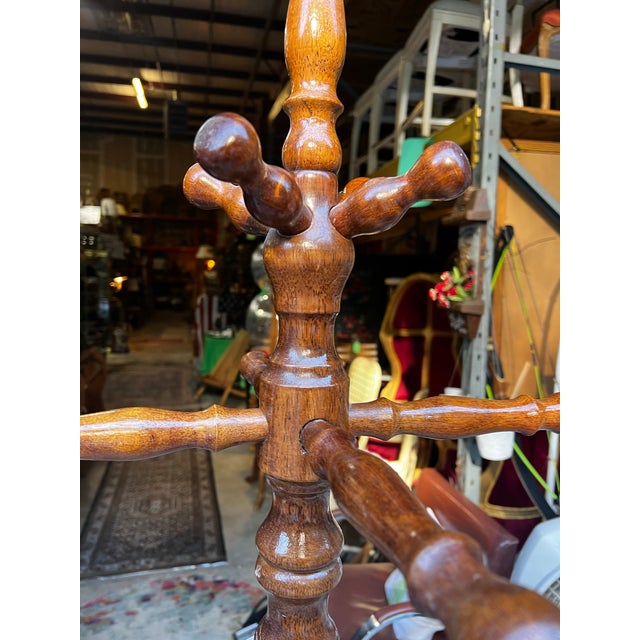 1970s Tall Vintage Hand Carved Wooden Coat Rack For Sale - Image 9 of 9