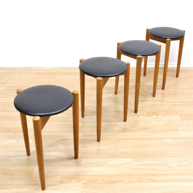 Black Set of 4 Mid Century Stools by Legate Furniture of Scotland For Sale - Image 8 of 11
