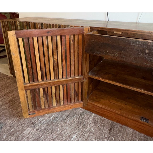 Wood Handcrafted Garu Reclaimed Wood Sideboard, Custom Indian Production, Dyphor New York, Brutalist For Sale - Image 7 of 9