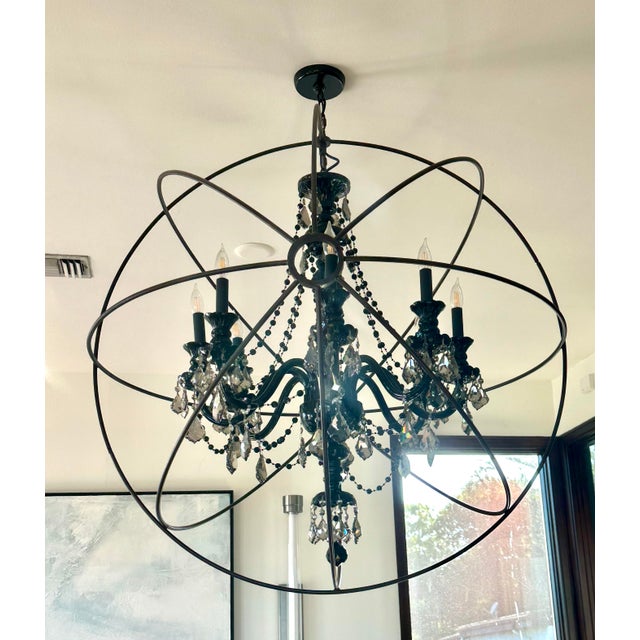 1990s Custom Luxury Crystal Chandelier With Restoration Hardware 48” Orb – One of a Kind For Sale - Image 5 of 6
