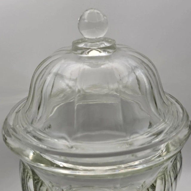 Indiana Glass Paneled Clear Apothecary Jar 8½" – Heavy Pressed Glass w/ Lid * Made by Indiana Glass Company * Clear heavy...