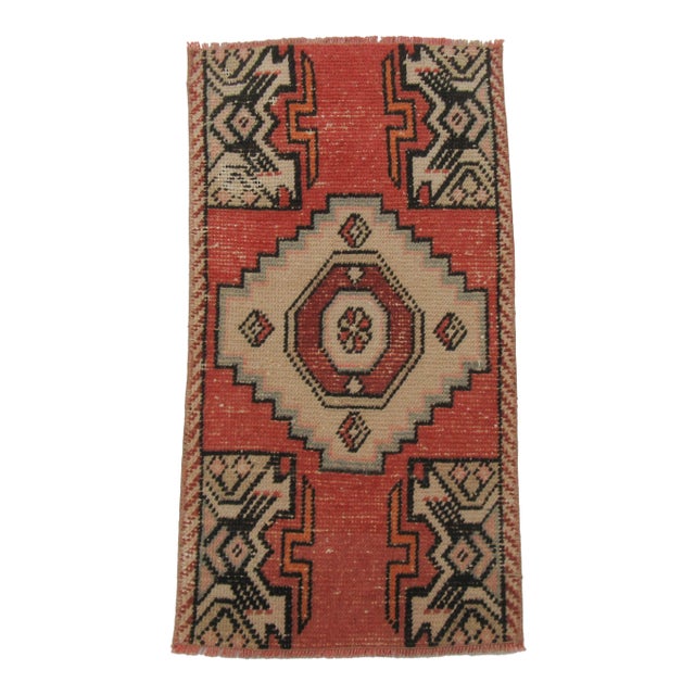 Vintage Wool Mini Rug For Sale