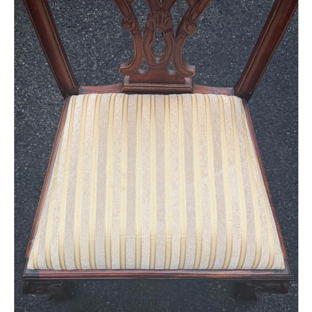 English Chippendale Style Carved Mahogany Ball & Claw Dining Side Chairs - Pair For Sale - Image 12 of 12