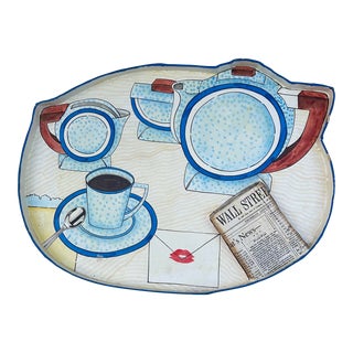 1980s Art Deco Inspired Paper Mache Tromp l'Oiel Tray For Sale